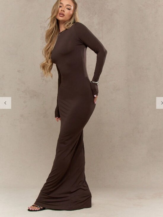 Missguided Dresses & Skirts - Missguided Coffee Brown Slinky Maxi Dress Size S